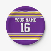 紫と黄色の白いズチームストライプジャージー ペーパープレート (正面)