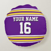 紫と黄色の白いズチームストライプジャージー ラウンドクッション (裏面)