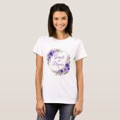 紫と黄色の花の主役の誕生日 Tシャツ (正面フル)