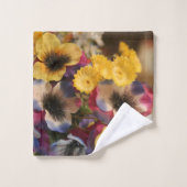 紫と黄色の花の写真 バスタオルセット (ウォッシュタオル)