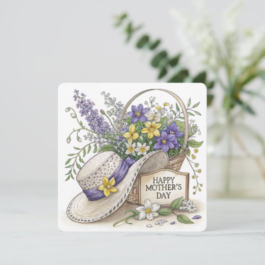 紫と黄色の花の母の日カード シーズンカード (スタンド正面)