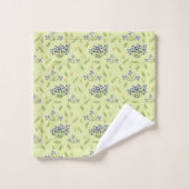 紫と黄色の花柄 バスタオルセット (ウォッシュタオル)