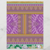 紫と黄色の葉を持つクロスステッチの模様 (裏面)