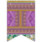 紫と黄色の葉を持つクロスステッチの模様 バンティングフラッグ (第1の旗)