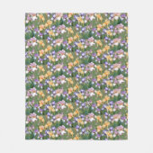 紫と黄色の虹彩/フローラ大 フリースブランケット (正面)