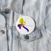 紫と黄色の認識度リボン蝶 缶バッジ (インサイチュ)