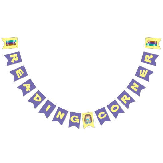 紫と黄色の読コーナーバナー バンティングフラッグ (全)