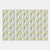 紫と黄色の野生の花 水彩 結婚前のお祝い ラッピングペーパーシート (正面2)