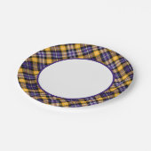 紫と黄色の金ゴールドスポーティ縁どプ ペーパープレート (アングル)