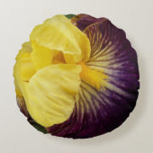 紫と黄色の髭の虹彩フローラ ラウンドクッション (正面)