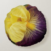 紫と黄色の髭の虹彩フローラ ラウンドクッション (裏面)