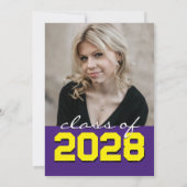 紫と黄色の黒板フィルムストリップ卒業式 招待状 (裏面)