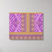 紫と黄色のbを持つクロスステッチ模様 キャンバスプリント (正面)