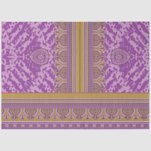 紫と黄色のbを持つクロスステッチ模様 薄葉紙 (正面)