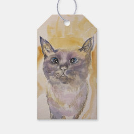 紫と黄色、子猫かわいらしギフトラベル ギフトタグ