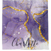 紫と黄金の大理石 シャワーカーテン (正面)