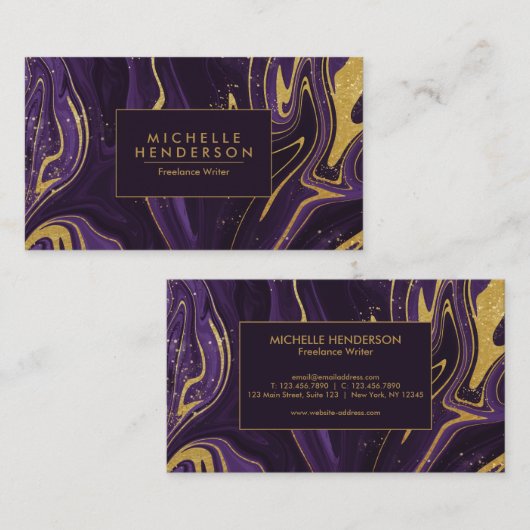 紫と黄金の大理石 名刺 (正面/裏面)