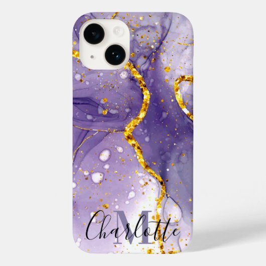 紫と黄金の大理石 Case-Mate iPhoneケース (裏面)