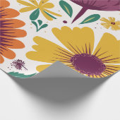 紫と黄鮮やかの開花を持つフローラ ラッピングペーパー (角)