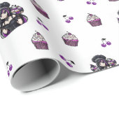 紫と黒のカップケーキ包装紙 転が ラッピングペーパー (ロールコーナー)