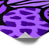 紫と黒のガーリーアニマルプリントハート ポスター (角)