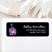 紫と黒のギターロックスター ラベル (インサイチュ)