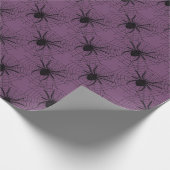 紫と黒のクモの模様ハロウィーン ラッピングペーパー (角)