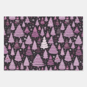 紫と黒のクリスマスツリークリスマス ラッピングペーパーシート (正面3)