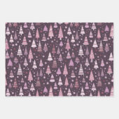 紫と黒のクリスマスツリークリスマス ラッピングペーパーシート (正面2)