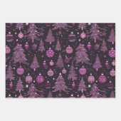 紫と黒のクリスマスツリークリスマス ラッピングペーパーシート (正面)