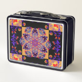 紫と黒のグラフィックアートワーク、バイオレット自然 メタルランチボックス (裏面)