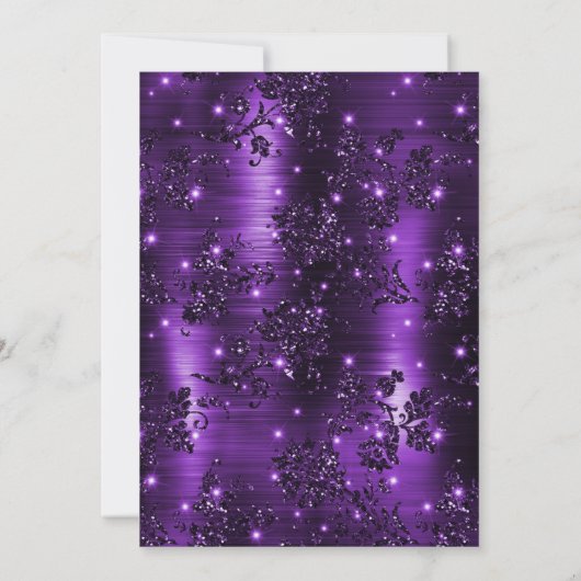 紫と黒のグリッターきらめく21st誕生日 招待状 (裏面)