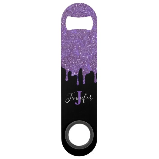 紫と黒のグリッター速度ボトルオープナー スピード栓抜き (正面)