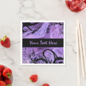 紫と黒のゴシックパタパーソナライズされたーン スタンダードカクテルナプキン (インサイチュ)