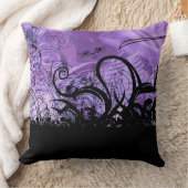 紫と黒のゴシックパターン装飾用クッション クッション (ブランケット)