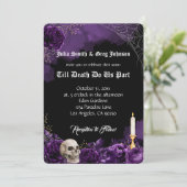 紫と黒のゴシック様式結婚式招待状 (スタンド正面)