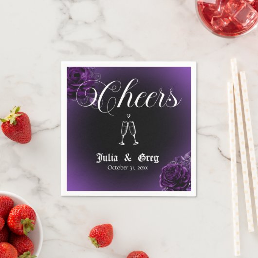 紫と黒のゴシック結婚のカクテルナプキン スタンダードカクテルナプキン (インサイチュ)