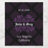 紫と黒のゴシック結婚のワインボトルラベル ワインラベル (シングルラベル)