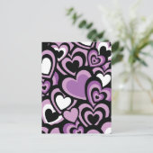 紫と黒のシームレスなパターン シーズンポストカード (スタンド正面)