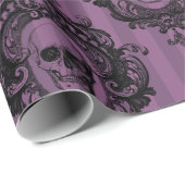 紫と黒のスカルパタビクトリアンーンのハロウィン ラッピングペーパー (ロールコーナー)