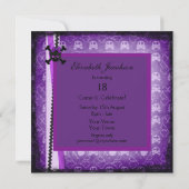 紫と黒のスカルリボン&グリッター招待状 招待状 (裏面)