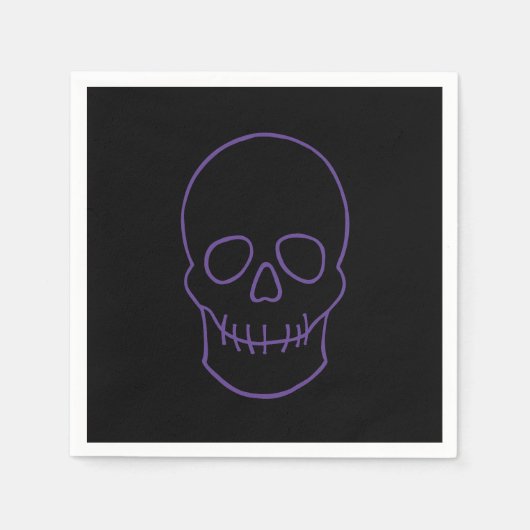 紫と黒のスカル スタンダードカクテルナプキン (正面)