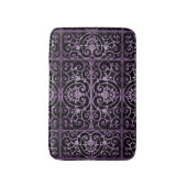 紫と黒のスクロールワーク バスマット (正面縦)