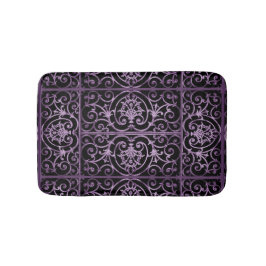 紫と黒のスクロールワーク バスマット