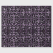 紫と黒のスクロールワーク ラッピングペーパー (フラット)