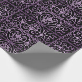 紫と黒のスクロールワーク ラッピングペーパー (角)