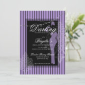 紫と黒のストライプ招待状 招待状 (スタンド正面)