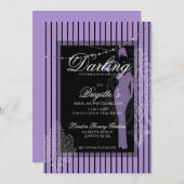紫と黒のストライプ招待状 招待状 (正面/裏面)
