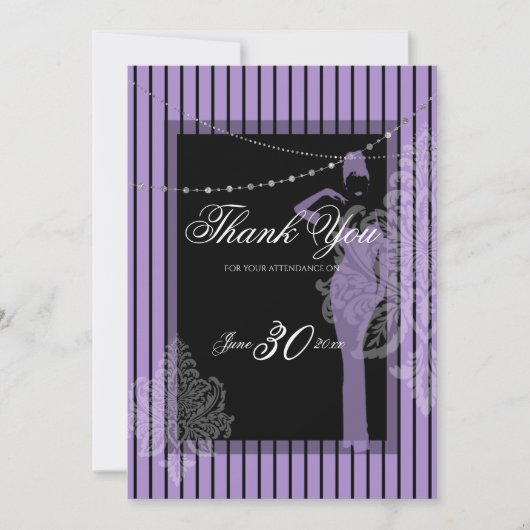 紫と黒のストライプ招待状 招待状 (正面)