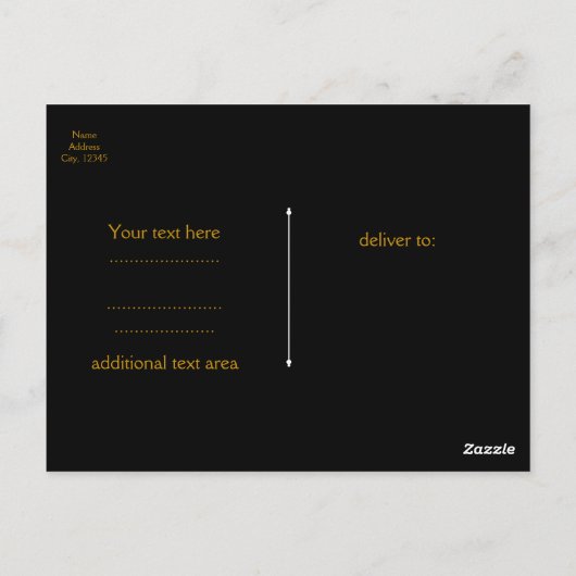 紫と黒のストライプ金ゴールドホイルフェイクドット ポストカード (裏面)